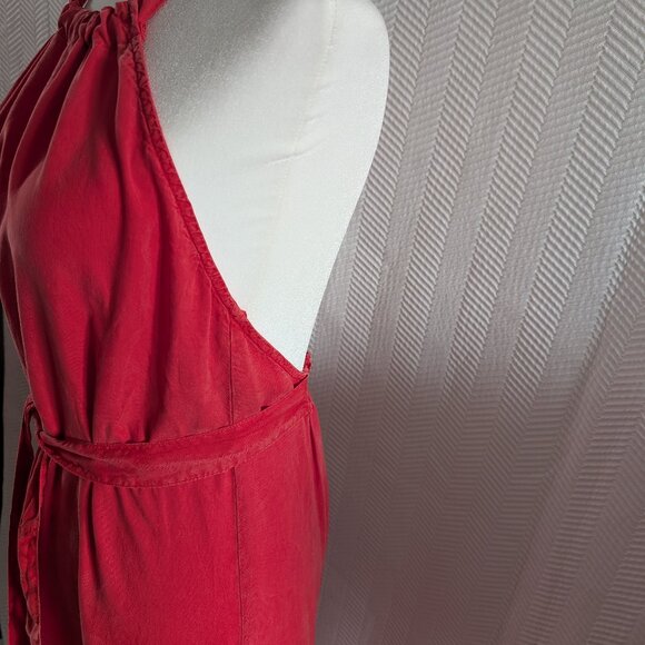 Anthropologie Cloth & Stone Halter Maxi Dress Size XS Small Faded Red Side Slit - Picture 4 of 15